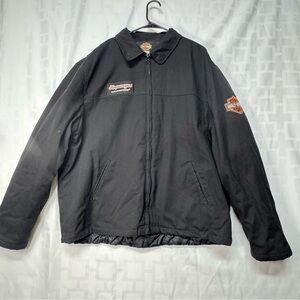 Harley-Davidson Black Varsity Bomber Jacket with Classic Collar